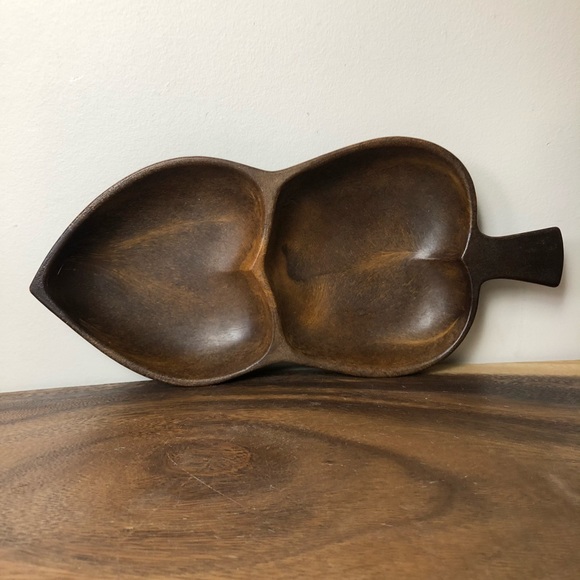 Molded Wood Look Divided Dish Mid Century